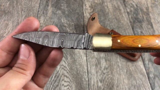 ASH CS28 Damascus steel custom handmade pocket folding knife