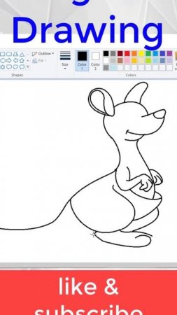 #shorts, how to draw a Kangaroo, Easy Drawing Step by Step in MS a Paint,  animals drawing #Shorts,