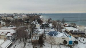 Евпатория 2025. Страшно, но красиво! Заснеженная Евпатория с высоты птичьего полёта, это зрелище!