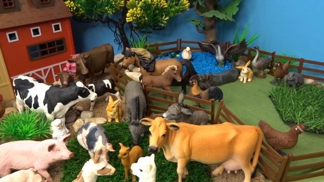 Farm Animal Figures Small World Diorama - Learn Farm Animal Names смотреть онлайн