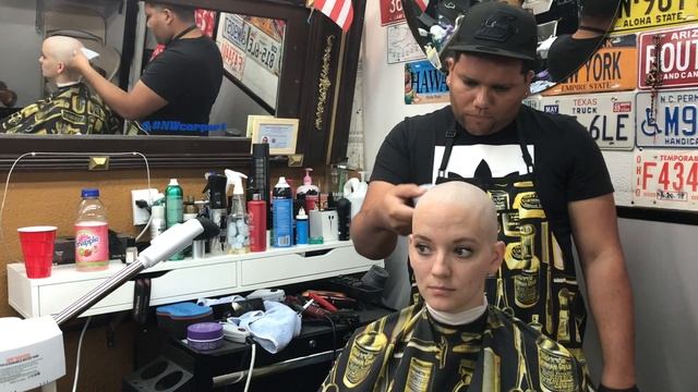Cailey LV: Cute Girl Shaved Bald in Barber Shop (YT Original)