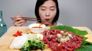 육회 낙지탕탕이 리얼사운드 먹방 ASMR RAW BEEF MEAT & OCTOPUS YUKHOE MUKBANG EATING SOUNDS NO TALKING