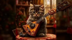 Котёнок играет на балалайке