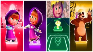 Masha and the Bear 🔴 Tiles hop edm rush 🔴 Coffin dance (cover)