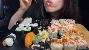 🍿 ASMR SUSHI & SASHIMI PLATTER MUKBANG (No Talking) EATING FOOD