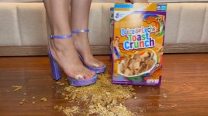 👠 CRUSH all the Cinnamon Toast Crunch | Chameleon heel strappy sandals trampling cereal | ASMR