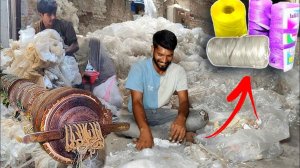 Как пластиковая хозяйственная сумка из миллиона отходов превращается в рулон пластиковой веревки.