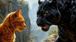 Маугли спасает рыжего кота от чёрных  пантера!