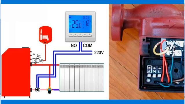 Как подключить проводной комнатный термостат к котлу, насосу или контроллеру. смотреть онлайн