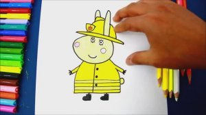 Как нарисовать пожарного Мисс Кролик (Свинка Пеппа)