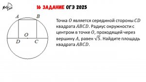 16 задание из ФИПИ Площадь квадрата