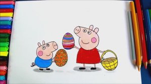 Как нарисовать ПЕППУ и ДЖОРДЖА, играющих с яйцами-сюрпризами