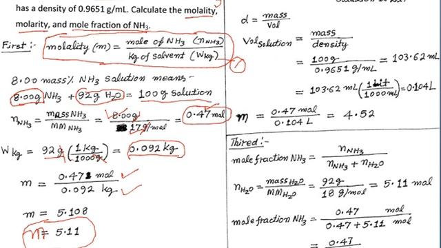 Ch13 Molality Molarity Mole Fraction Calculation смотреть онлайн