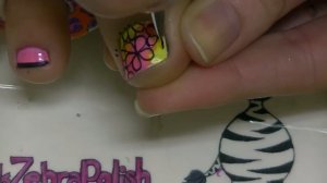 Neon and Black Floral Toe Nail Art Design Tutorial | Toenail