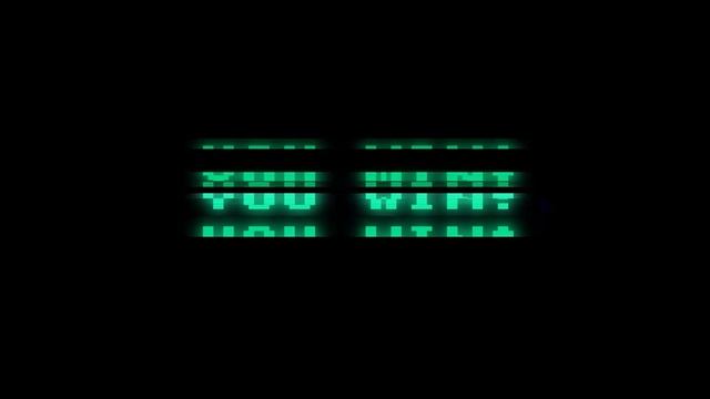 1 Hour Screensaver of You Win! Pixel Computer text Glitch Effect Background Video VJ Loop Animation смотреть онлайн
