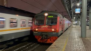 "Встреча поколений, почти с одинаковыми номерами!" Электропоезда ЭД4М - 0217 и ЭП2Д - 0218 в Выхино