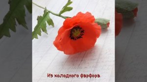 Цветочная скульптура из холодного фарфора. Алые маки