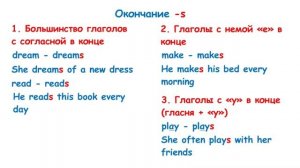 Окончание у глаголов в 3 лице He She It в Present Simple | Английская грамматика