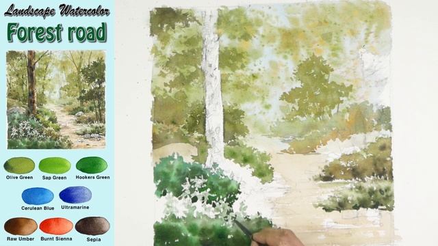 [ 3 minute Watercolor - Watch and Learn ] Forest Road NAMIL ART смотреть онлайн