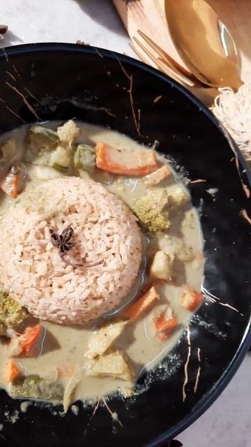 Veg Thai Curry Recipe with Brown Rice/No Onion-Garlic/Recipe video on my Channel ✅#veganrecipe#thai