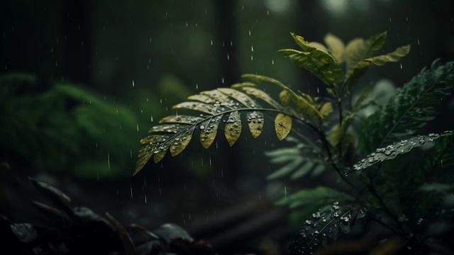 Звук дождя в лесу