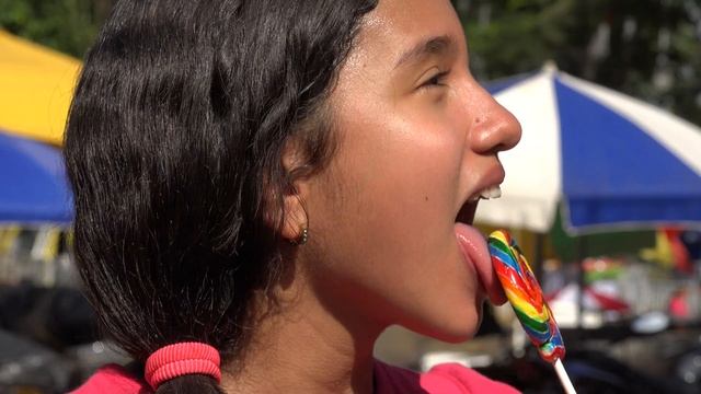 Teen Girl Lollipop Carnival Park Happy Summer
