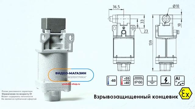 Плунжер ZCKE63 в составе взрывозащищенного концевого выключателя ДВГ-КВ-E21