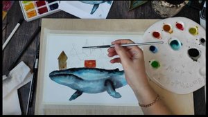 Рисуем вместе. Урок 3 Акварель. Кит!