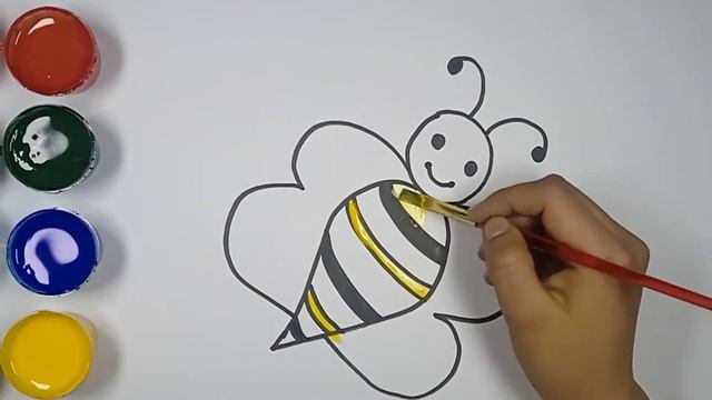Drawing for kids / Bolalar uchun ari rasmini chizish / Нарисуйте картинку Пчела для детей