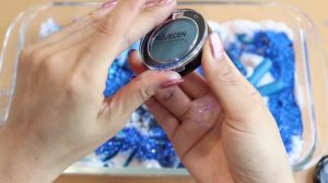 Тёмно-синие тени , макияж и блёстки в смешиваем в слайм. ★ASMR★