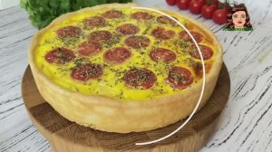 Пирог киш с курицей и помидорами