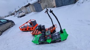 Самодельный Мотосноуборд Первый выезд,выживали как могли)