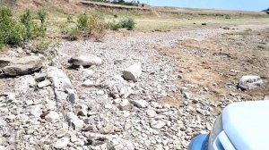 car stuck girl in water pedalpumping try to unstuck offroad pajero 4x4