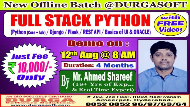 FULL STACK PYTHON Offline Training @ DURGASOFT