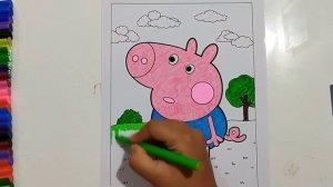 Peppa pig's brother George pig colouring. Easy step-by-step tutorial. #nikartgallery