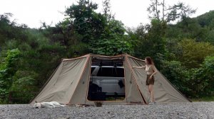 №1 Спокойный ночной кемпинг в машине посреди гор / Утро под дождём