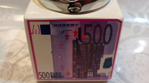 Пепельница бездымная керамика "500 евро" для сигарет и стиков 16х10 см