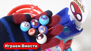 Человек Паук ! Развивающие игрушки для детей ! Строим вместе конструктор с горками !