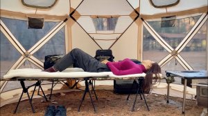 №6 Расслабляющий одиночный кемпинг с дровяной печкой в зимнем лесу