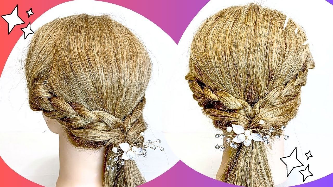 ОЧЕНЬ ЛЁГКАЯ ПРИЧЕСКА С КОСАМИ НА КОРОТКИЕ И СРЕДНИЕ ВОЛОСЫ,braiding,updo ,вечерниепрически