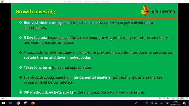 WHAT IS GROWTH INVESTING? | HOW TO SELECT GROWTH STOCKS? | TAMIL | #KPLCENTER| GK