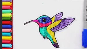 Как нарисовать блестящую колибри (используя блестящую краску)