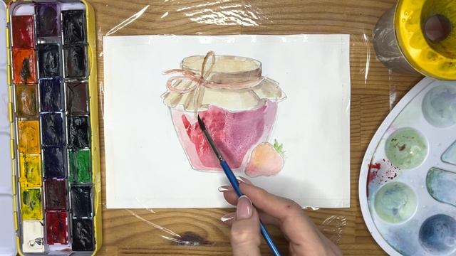 Как нарисовать варенье карандашом и акварелью начинающим | Рисунок для детей