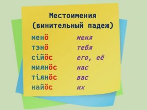 Коми грамматика -  Винительный падеж: склонение существительных и местоимений