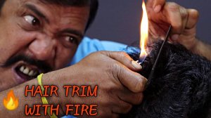 Hair Trimming with Fire ｜ Fire Trim by Asim Barber ｜ Neck Crack ｜ Hair Crack ｜ ASMR