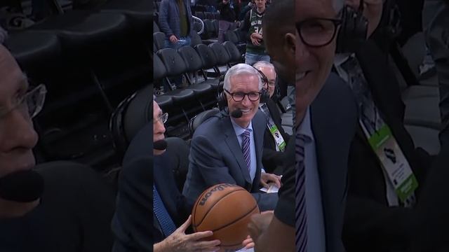 Awesome moment post game as players send off Hubie Brown and the refs award him with the game ball!