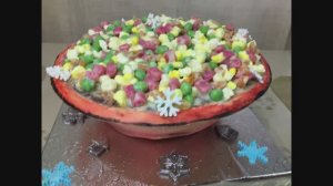 Торт тазик с "Оливье", сборка и украшение#Cake basin with "Olivier", assembly and decoration