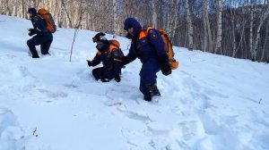 На Камчатке спасатели МЧС России тренировались искать попавших в лавину экстремалов