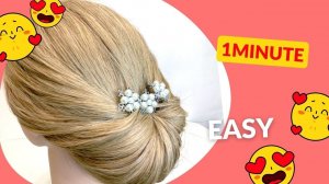 Easy bun for medium and short hair in 1minute,,hair, ,easyhairstyles,,coiffures