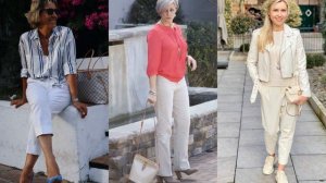МОДНЫЕ❤️ ОБРАЗЫ С БЕЛЫМИ БРЮКАМИ ДЛЯ ЖЕНЩИН 50+60+70+❤️С ЧЕМ НОСИТЬ И СОЧЕТАТЬ❤️